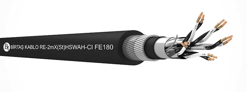 RE-m2X(St)HSWAH-CI FE180  90°C / 500 V Cu/MT/XLPE/OSCR-LSZH/LSZH/MP